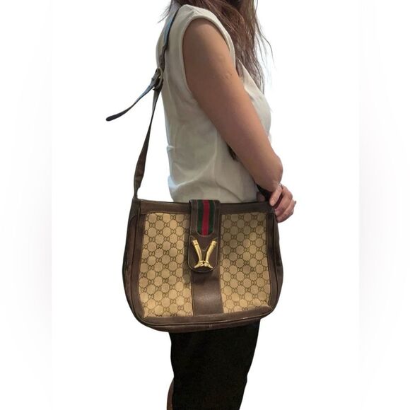 Gucci Brown and Gold Shoulder Bag - Picture 1 of 15